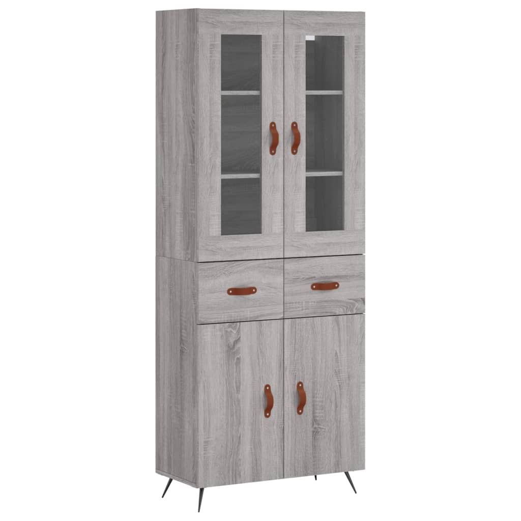 vidaXL Ντουλάπι Γκρι Sonoma 69,5 x 34 x 180 εκ. Επεξεργασμένο Ξύλο
