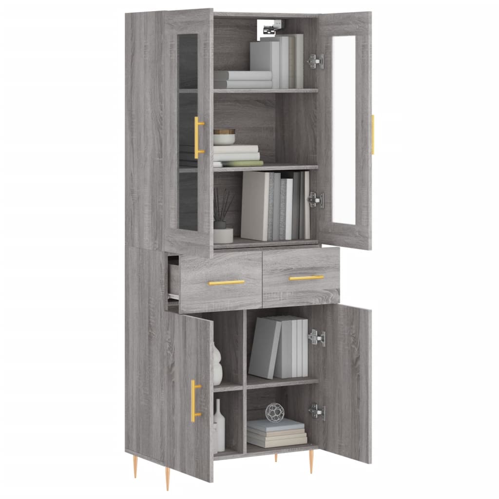 vidaXL Ντουλάπι Γκρι Sonoma 69,5 x 34 x 180 εκ. Επεξεργασμένο Ξύλο