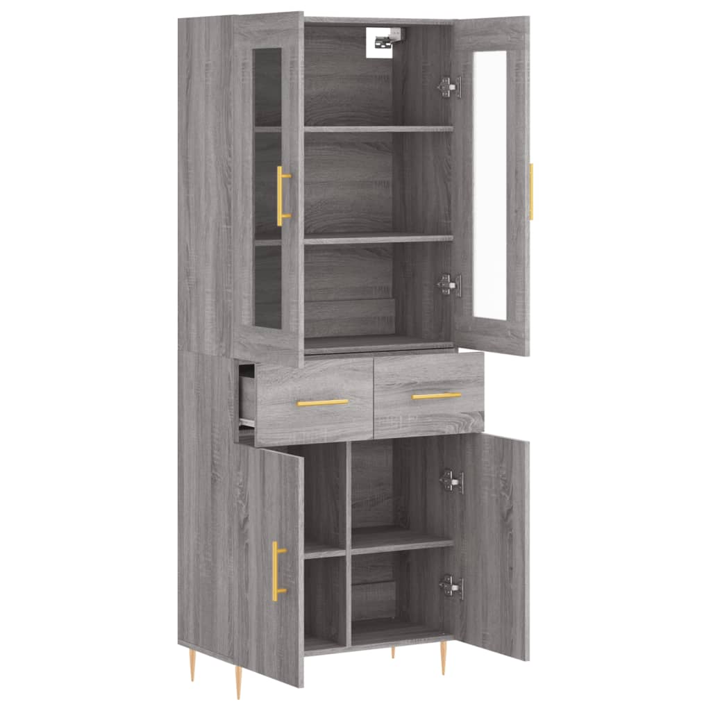 vidaXL Ντουλάπι Γκρι Sonoma 69,5 x 34 x 180 εκ. Επεξεργασμένο Ξύλο