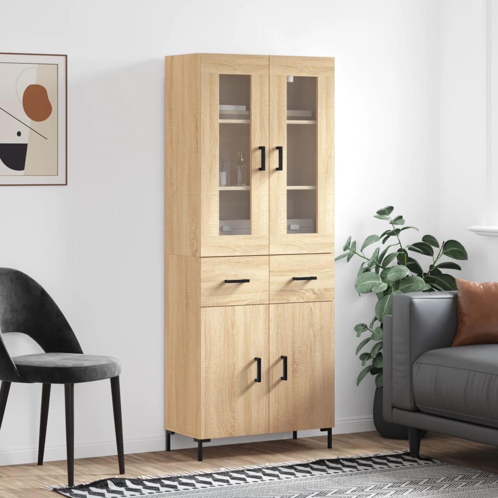 vidaXL Ντουλάπι Sonoma δρυς 69,5 x 34 x 180 εκ. από Επεξεργασμένο Ξύλο