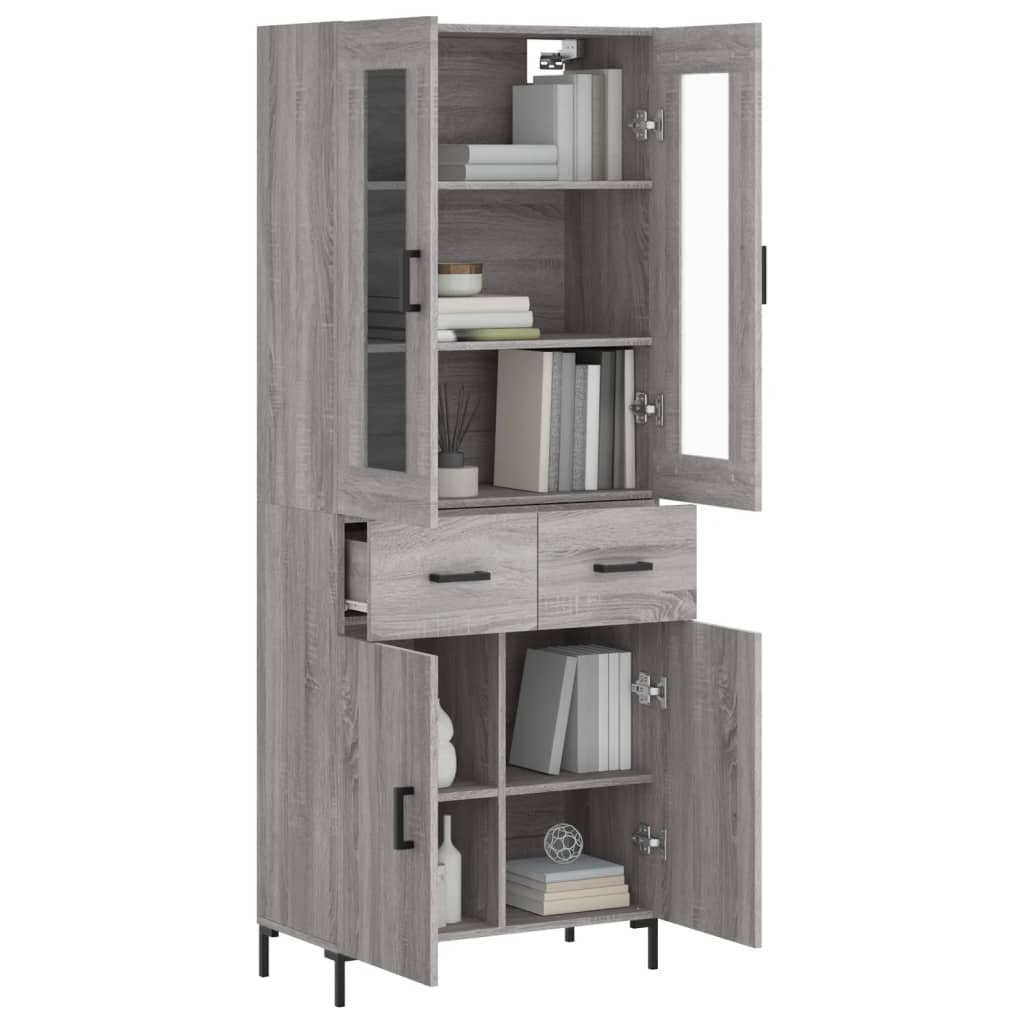 vidaXL Ντουλάπι Γκρι Sonoma 69,5 x 34 x 180 εκ. Επεξεργασμένο Ξύλο