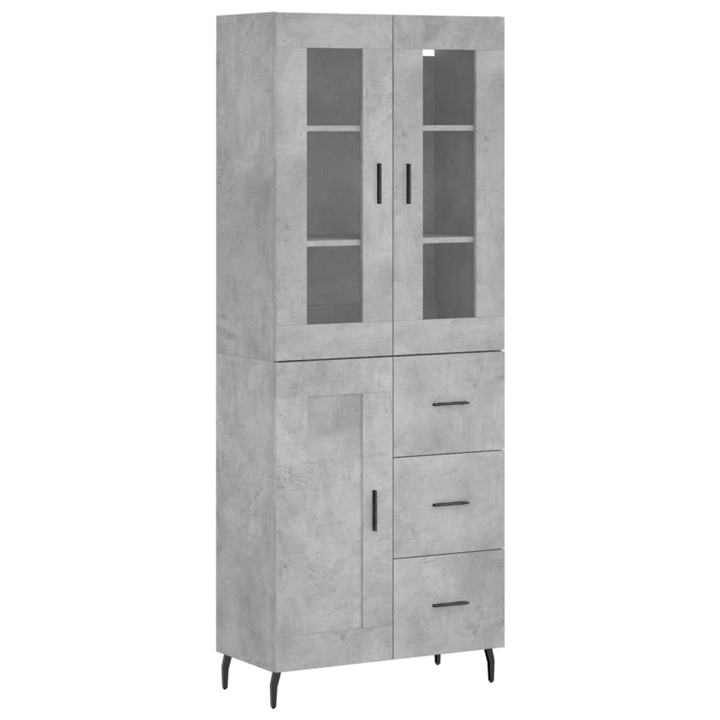 vidaXL Ντουλάπι Γκρι Σκυροδέματος 69,5x34x180 εκ. Επεξεργασμένο Ξύλο