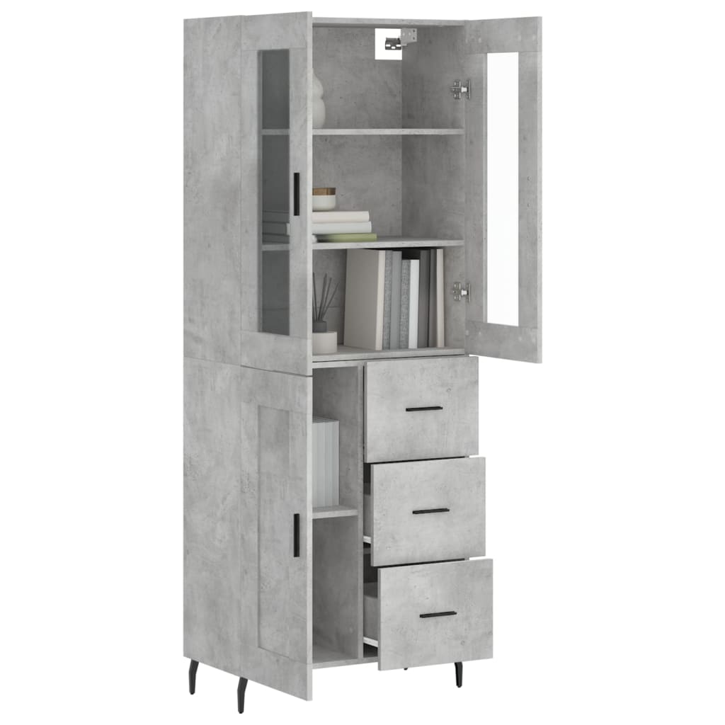 vidaXL Ντουλάπι Γκρι Σκυροδέματος 69,5x34x180 εκ. Επεξεργασμένο Ξύλο