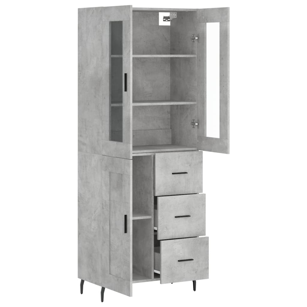 vidaXL Ντουλάπι Γκρι Σκυροδέματος 69,5x34x180 εκ. Επεξεργασμένο Ξύλο