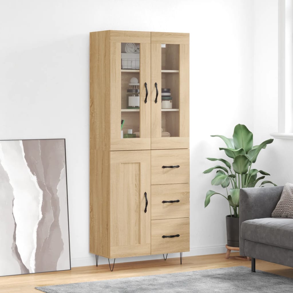 vidaXL Ντουλάπι Sonoma δρυς 69,5 x 34 x 180 εκ. από Επεξεργασμένο Ξύλο