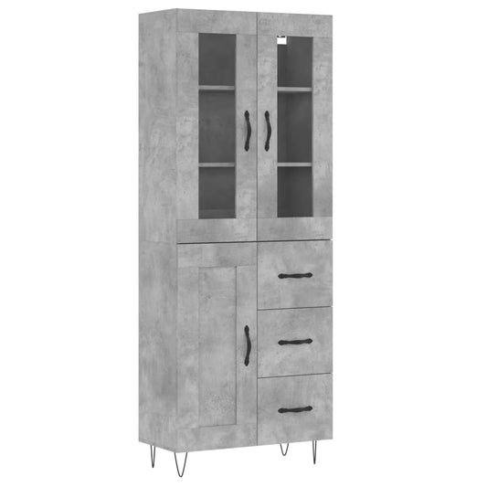 vidaXL Ντουλάπι Γκρι Σκυροδέματος 69,5x34x180 εκ. Επεξεργασμένο Ξύλο