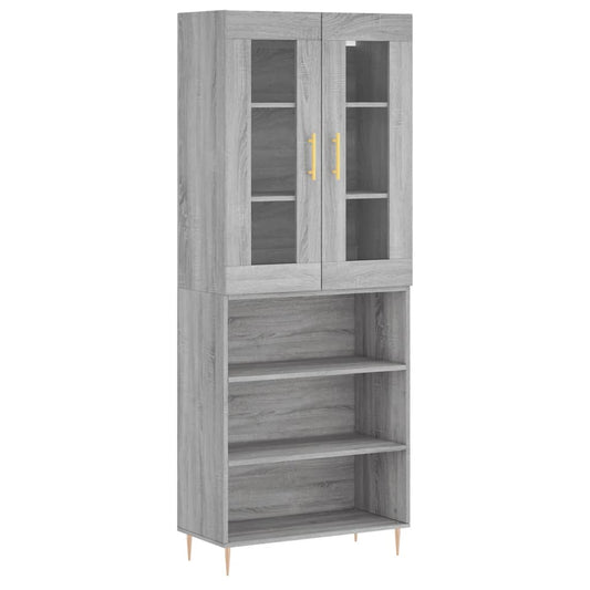 vidaXL Ντουλάπι Γκρι Sonoma 69,5 x 34 x 180 εκ. Επεξεργασμένο Ξύλο