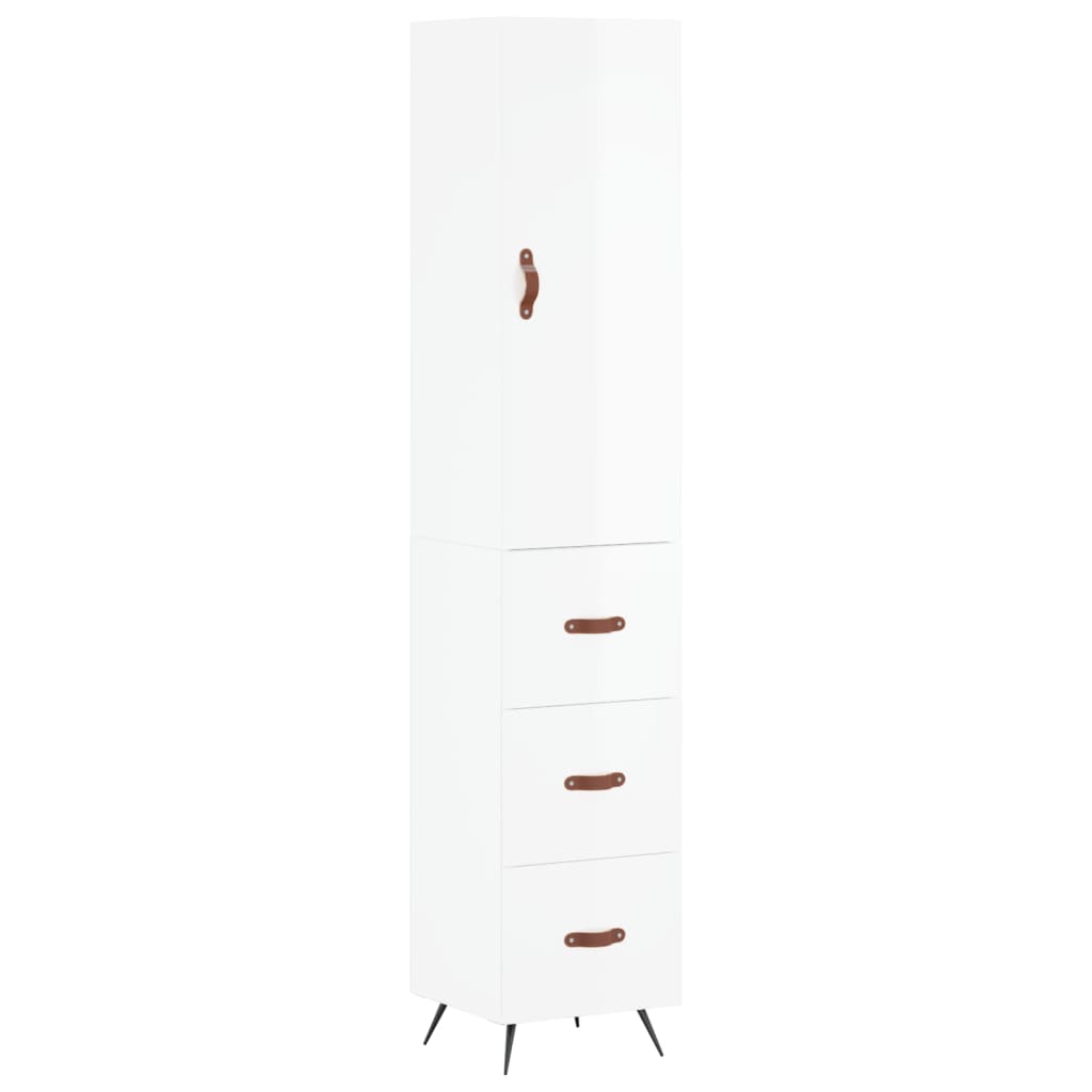vidaXL Ντουλάπι Γυαλ. Λευκό 34,5 x 34 x 180 εκ. από Επεξεργασμένο Ξύλο