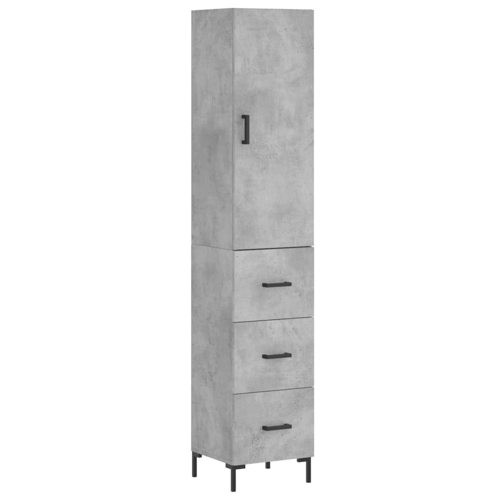 vidaXL Ντουλάπι Γκρι Σκυροδέματος 34,5x34x180 εκ. Επεξεργασμένο Ξύλο
