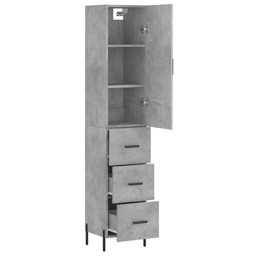 vidaXL Ντουλάπι Γκρι Σκυροδέματος 34,5x34x180 εκ. Επεξεργασμένο Ξύλο