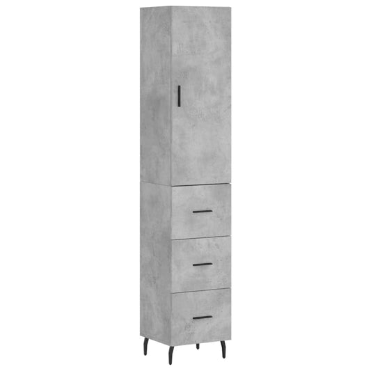 vidaXL Ντουλάπι Γκρι Σκυροδέματος 34,5x34x180 εκ. Επεξεργασμένο Ξύλο