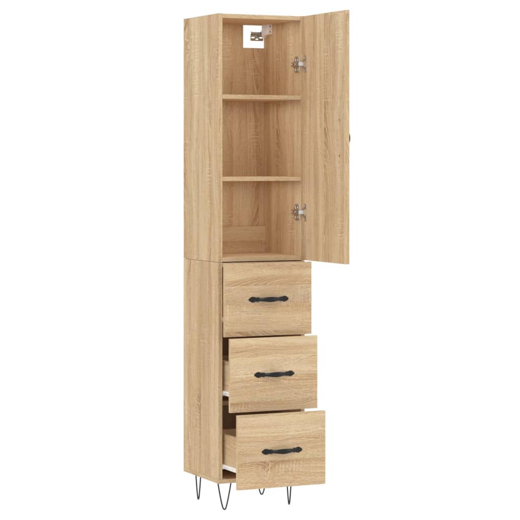 vidaXL Μπουφές Sonoma δρυς 34,5 x 34 x 180 εκ. από Επεξεργασμένο Ξύλο