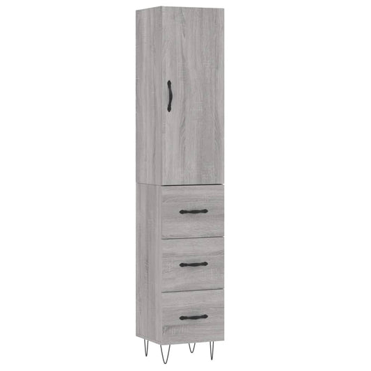 vidaXL Μπουφές Sonoma Γκρι 34,5 x 34 x 180 εκ. από Επεξεργασμένο Ξύλο