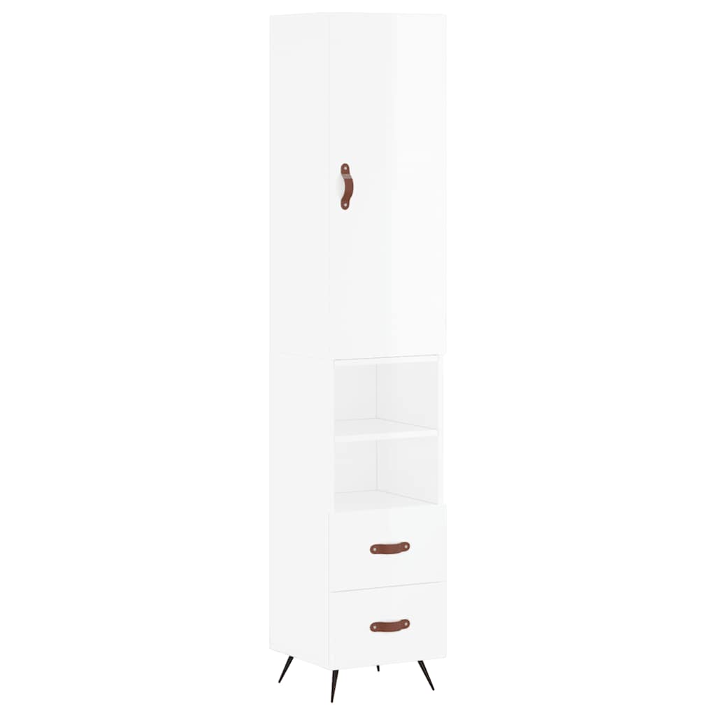vidaXL Ντουλάπι Γυαλ. Λευκό 34,5 x 34 x 180 εκ. από Επεξεργασμένο Ξύλο