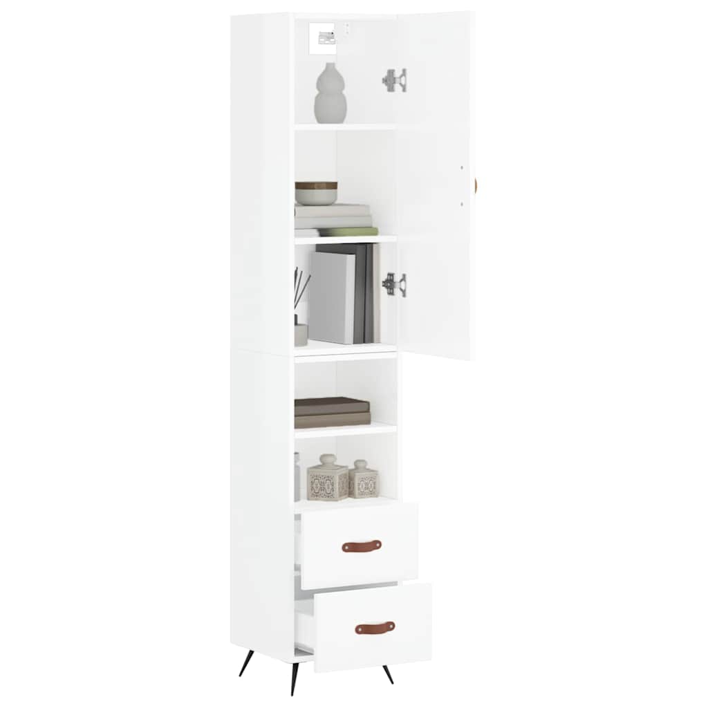 vidaXL Ντουλάπι Γυαλ. Λευκό 34,5 x 34 x 180 εκ. από Επεξεργασμένο Ξύλο