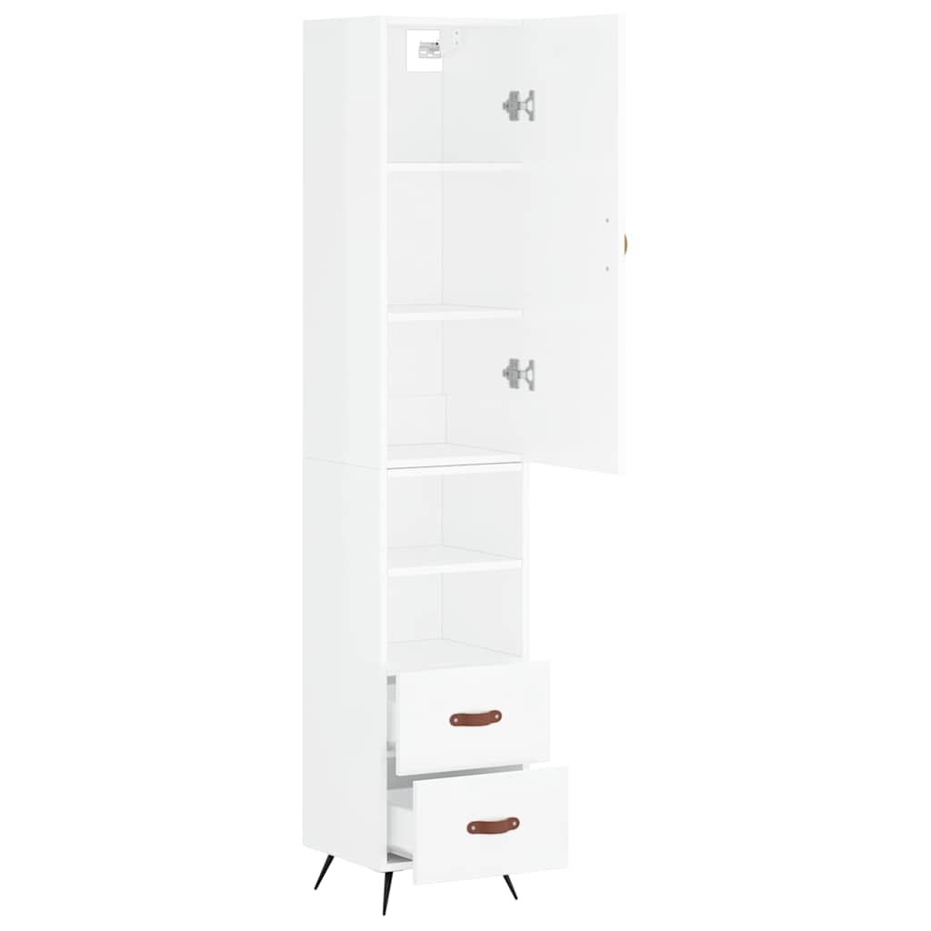 vidaXL Ντουλάπι Γυαλ. Λευκό 34,5 x 34 x 180 εκ. από Επεξεργασμένο Ξύλο