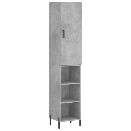 vidaXL Ντουλάπι Γκρι Σκυροδέματος 34,5x34x180 εκ. Επεξεργασμένο Ξύλο