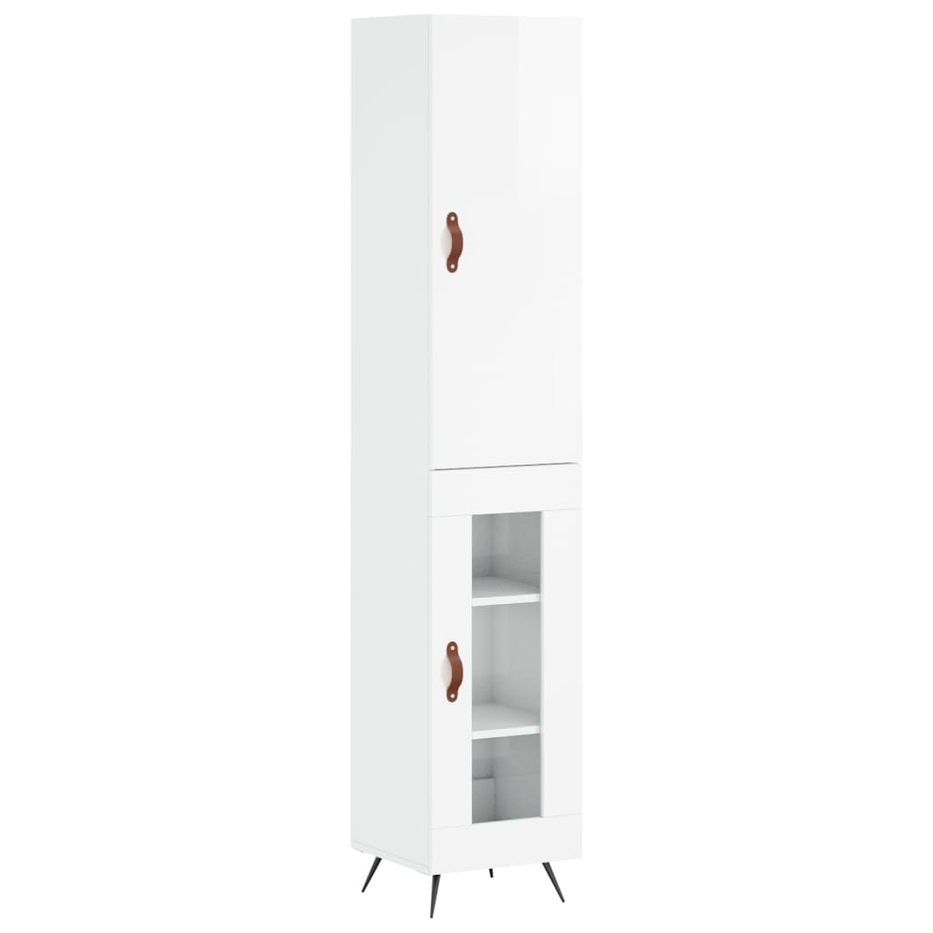 vidaXL Ντουλάπι Γυαλ. Λευκό 34,5 x 34 x 180 εκ. από Επεξεργασμένο Ξύλο