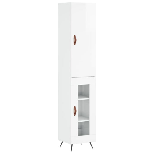 vidaXL Ντουλάπι Γυαλ. Λευκό 34,5 x 34 x 180 εκ. από Επεξεργασμένο Ξύλο