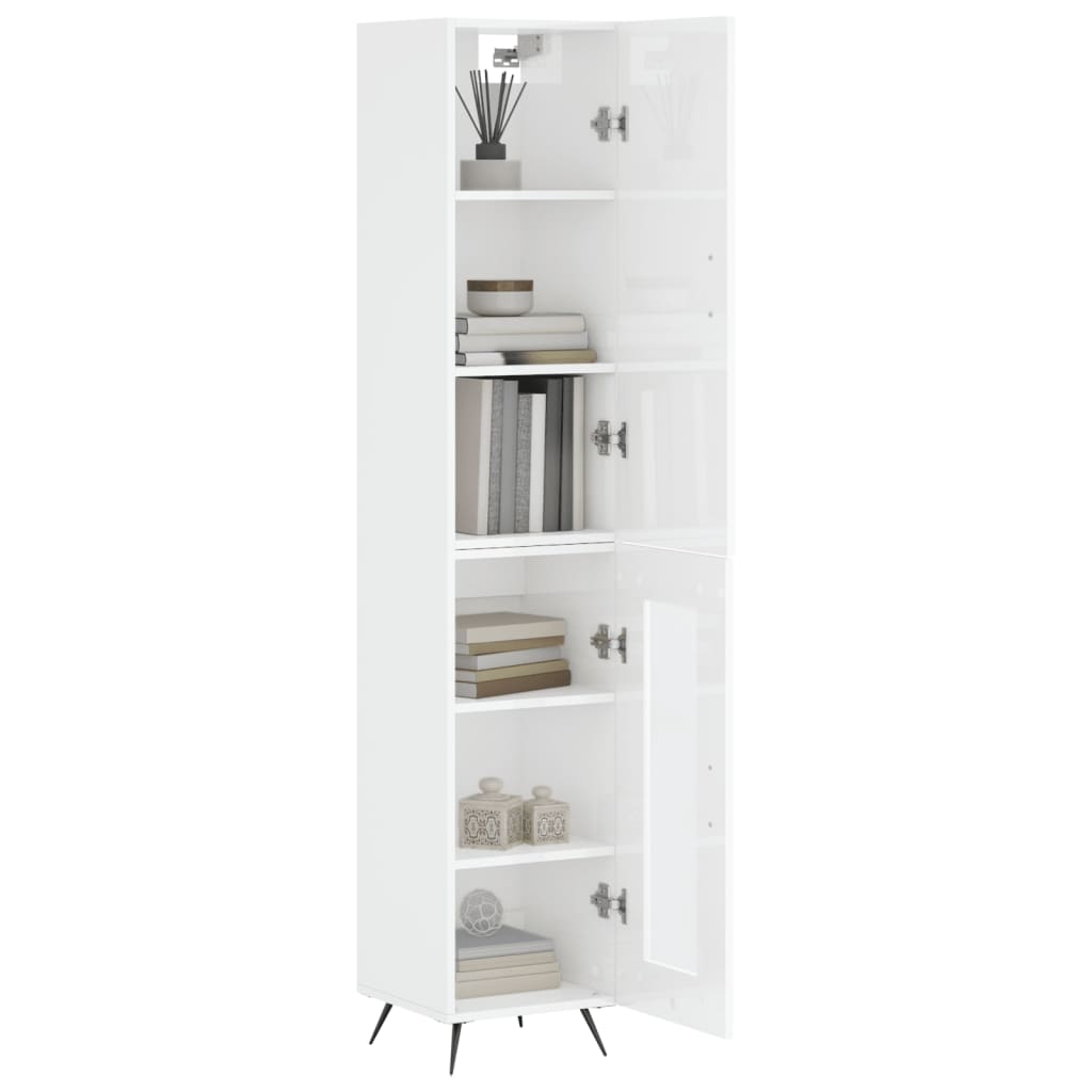 vidaXL Ντουλάπι Γυαλ. Λευκό 34,5 x 34 x 180 εκ. από Επεξεργασμένο Ξύλο