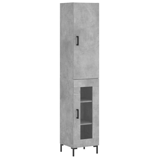 vidaXL Ντουλάπι Γκρι Σκυροδέματος 34,5x34x180 εκ. Επεξεργασμένο Ξύλο