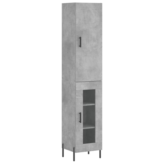 vidaXL Ντουλάπι Γκρι Σκυροδέματος 34,5x34x180 εκ. Επεξεργασμένο Ξύλο