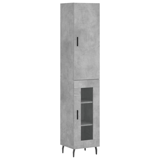 vidaXL Ντουλάπι Γκρι Σκυροδέματος 34,5x34x180 εκ. Επεξεργασμένο Ξύλο