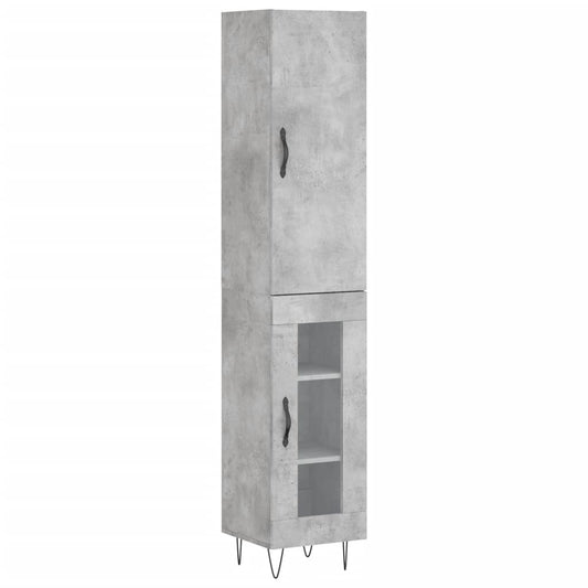 vidaXL Ντουλάπι Γκρι Σκυροδέματος 34,5x34x180 εκ. Επεξεργασμένο Ξύλο