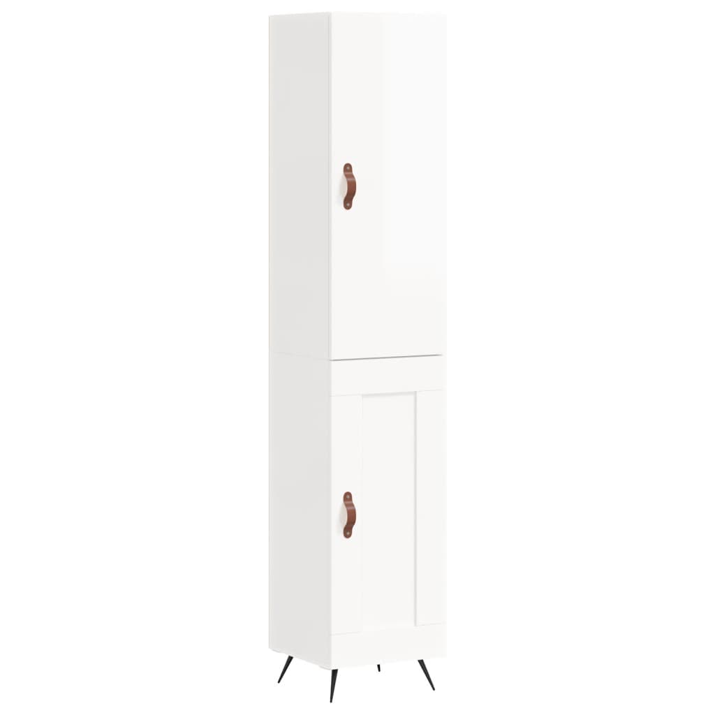 vidaXL Ντουλάπι Γυαλ. Λευκό 34,5 x 34 x 180 εκ. από Επεξεργασμένο Ξύλο