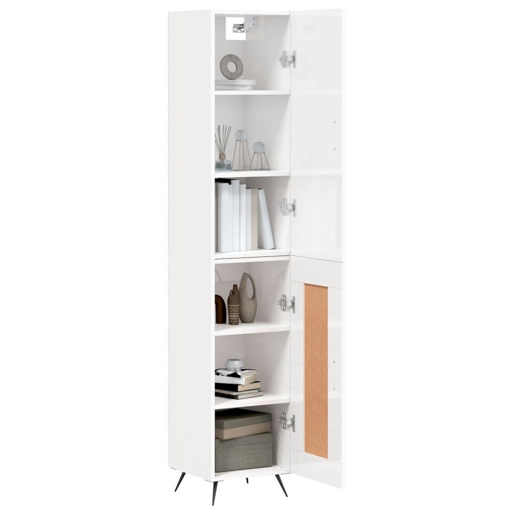 vidaXL Ντουλάπι Γυαλ. Λευκό 34,5 x 34 x 180 εκ. από Επεξεργασμένο Ξύλο