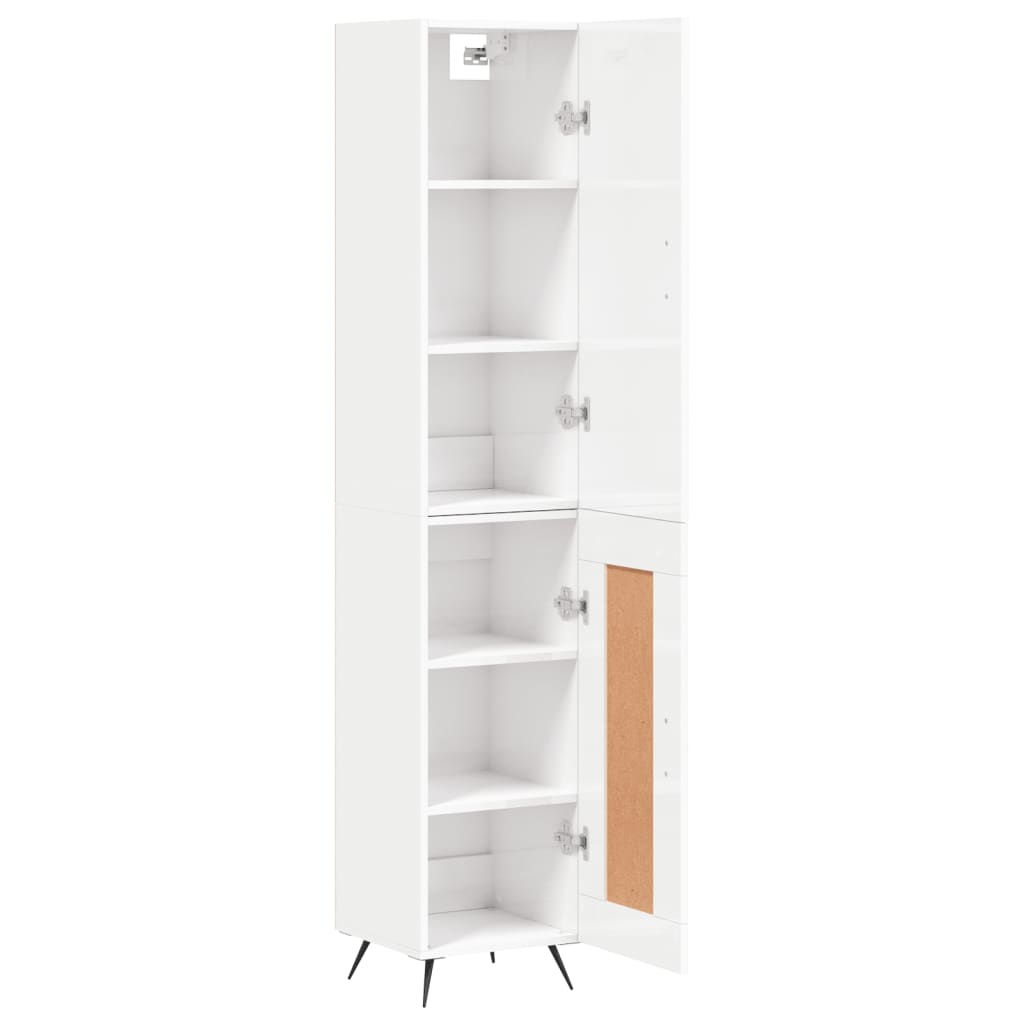 vidaXL Ντουλάπι Γυαλ. Λευκό 34,5 x 34 x 180 εκ. από Επεξεργασμένο Ξύλο