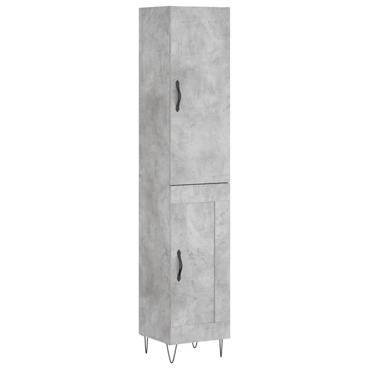 vidaXL Ντουλάπι Γκρι Σκυροδέματος 34,5x34x180 εκ. Επεξεργασμένο Ξύλο