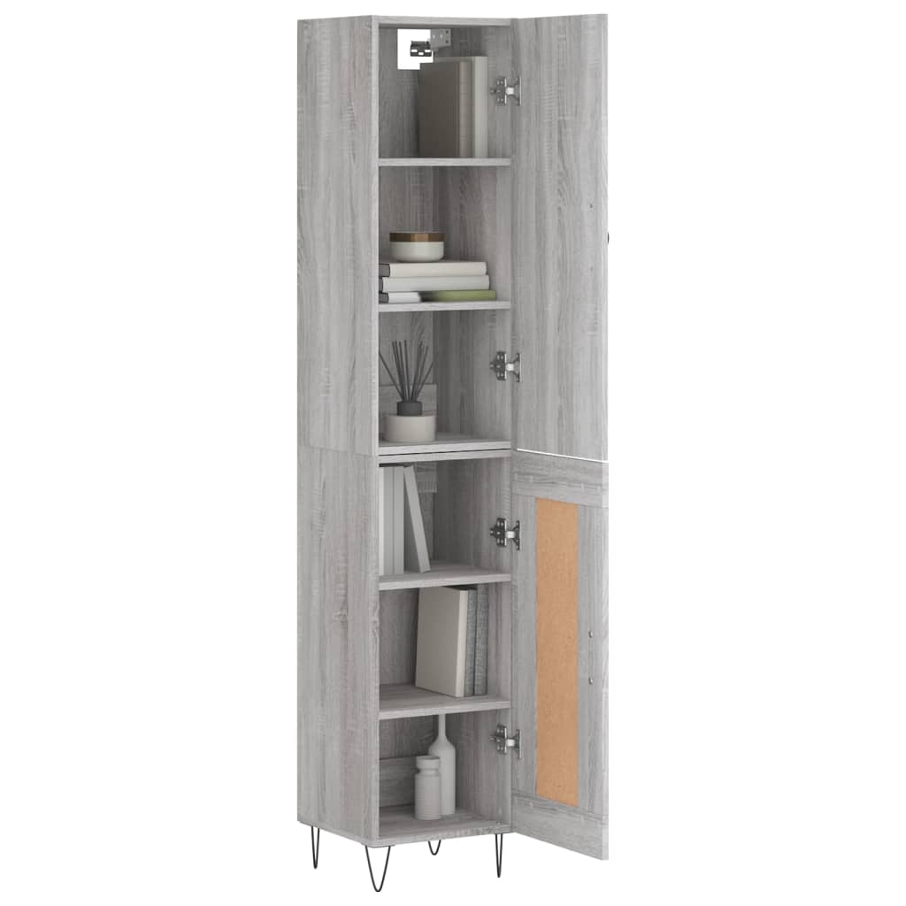 vidaXL Μπουφές Sonoma Γκρι 34,5 x 34 x 180 εκ. από Επεξεργασμένο Ξύλο