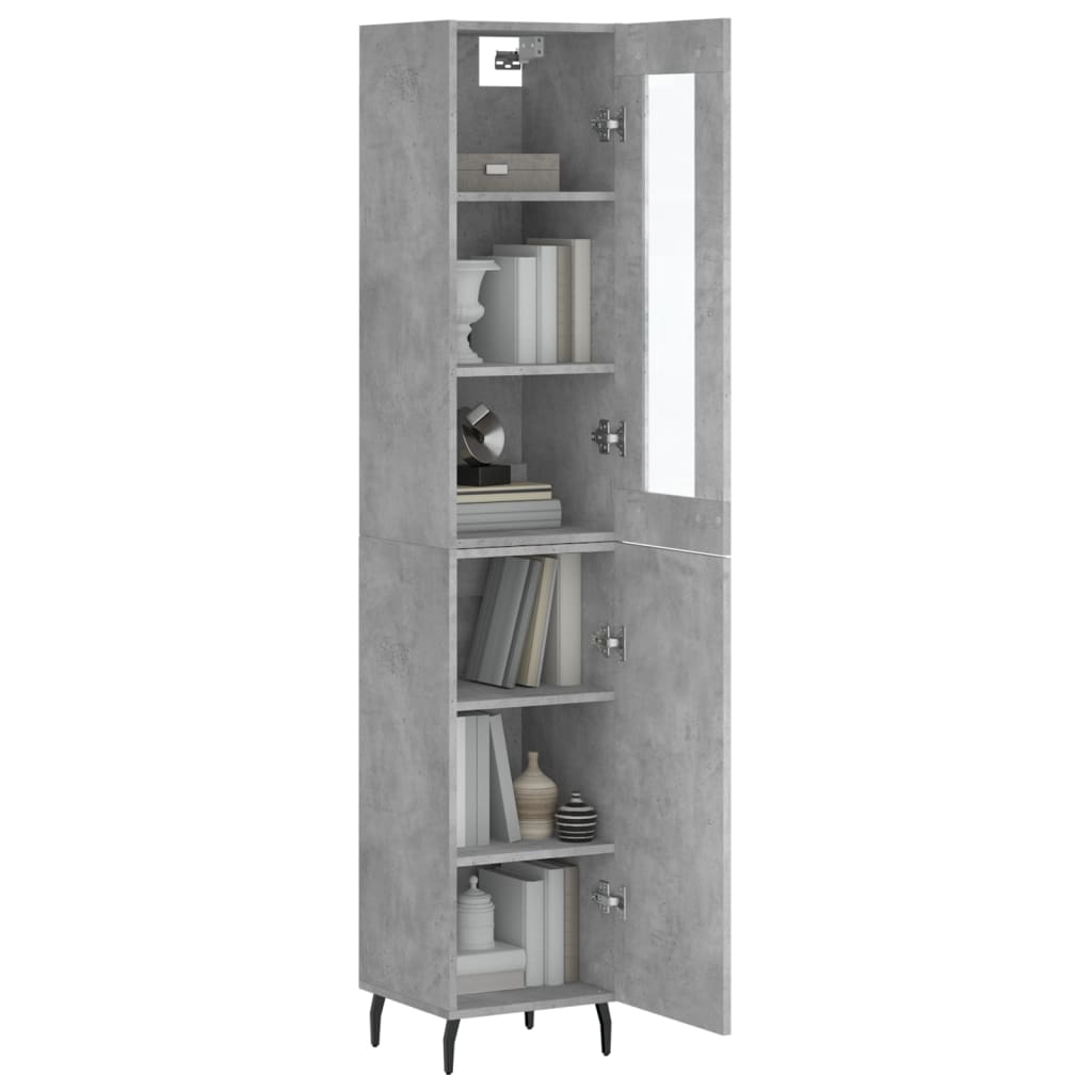 vidaXL Ντουλάπι Γκρι Σκυροδέματος 34,5x34x180 εκ. Επεξεργασμένο Ξύλο