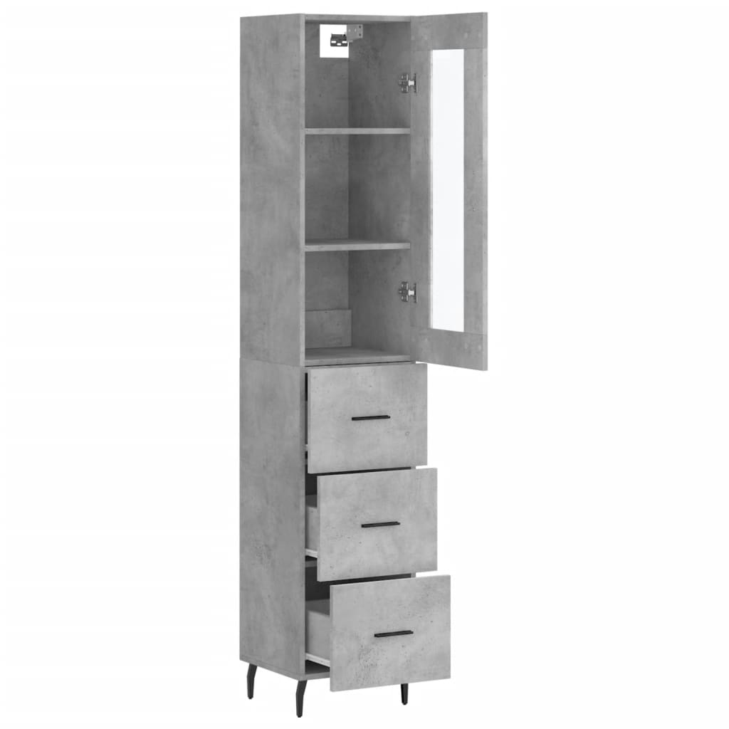 vidaXL Ντουλάπι Γκρι Σκυροδέματος 34,5x34x180 εκ. Επεξεργασμένο Ξύλο