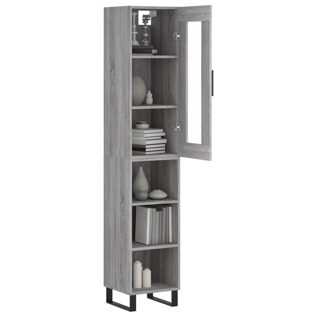 vidaXL Μπουφές Sonoma Γκρι 34,5 x 34 x 180 εκ. από Επεξεργασμένο Ξύλο