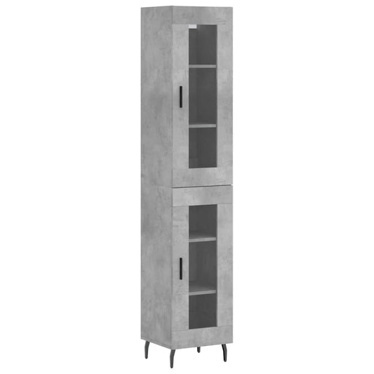 vidaXL Ντουλάπι Γκρι Σκυροδέματος 34,5x34x180 εκ. Επεξεργασμένο Ξύλο