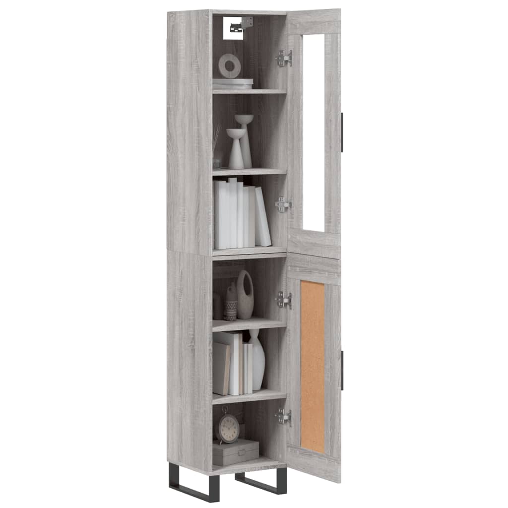 vidaXL Μπουφές Sonoma Γκρι 34,5 x 34 x 180 εκ. από Επεξεργασμένο Ξύλο