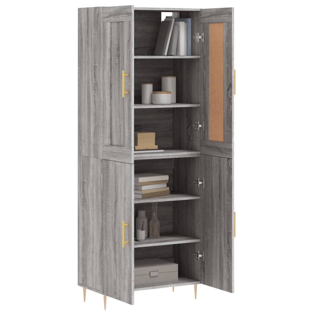 vidaXL Ντουλάπι Γκρι Sonoma 69,5 x 34 x 180 εκ. Επεξεργασμένο Ξύλο