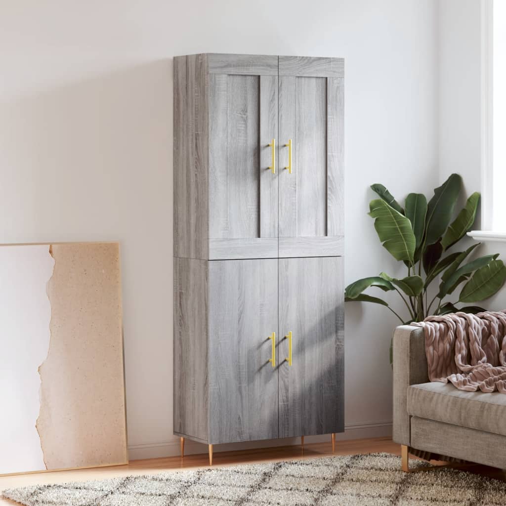 vidaXL Ντουλάπι Γκρι Sonoma 69,5 x 34 x 180 εκ. Επεξεργασμένο Ξύλο