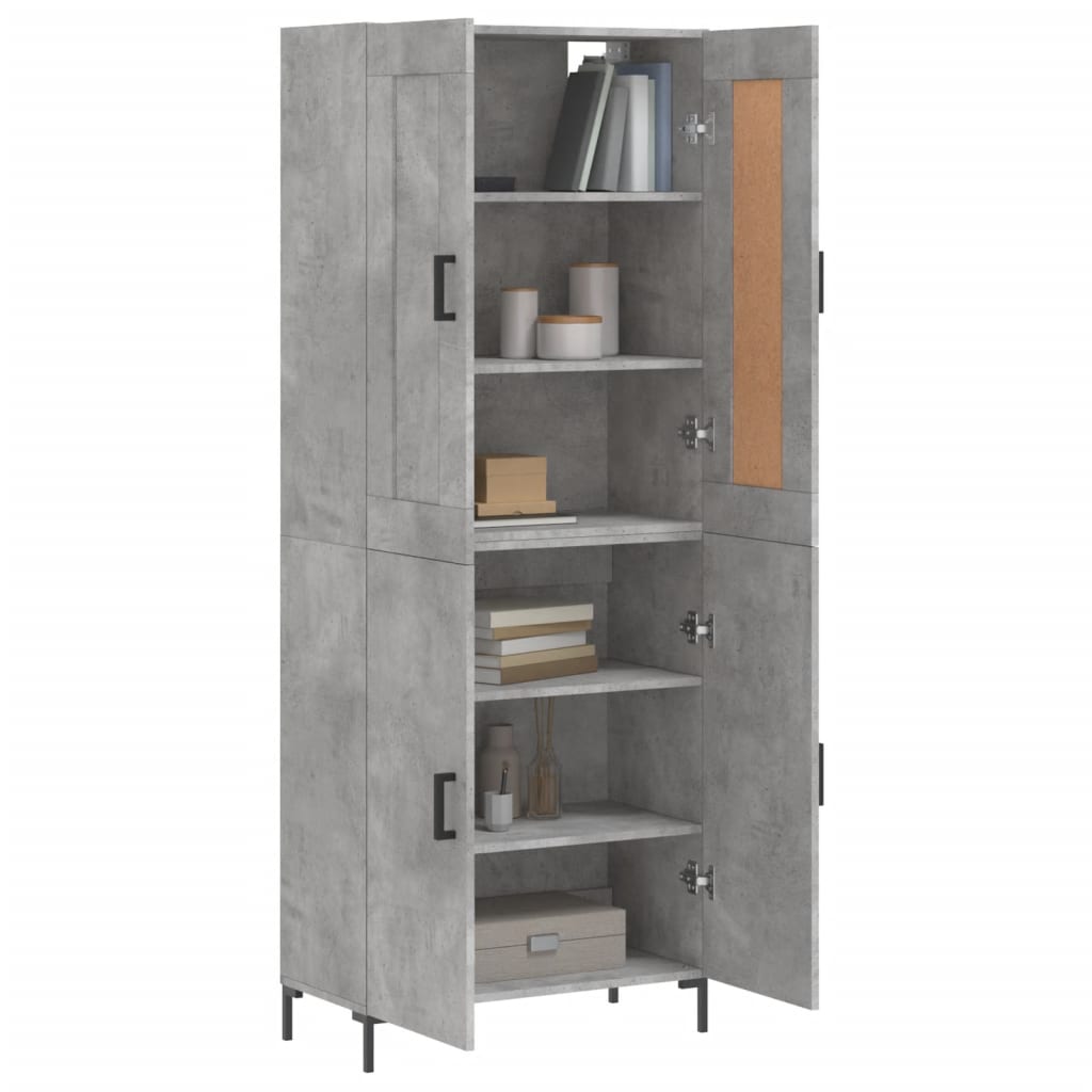 vidaXL Ντουλάπι Γκρι Σκυροδέματος 69,5x34x180 εκ. Επεξεργασμένο Ξύλο
