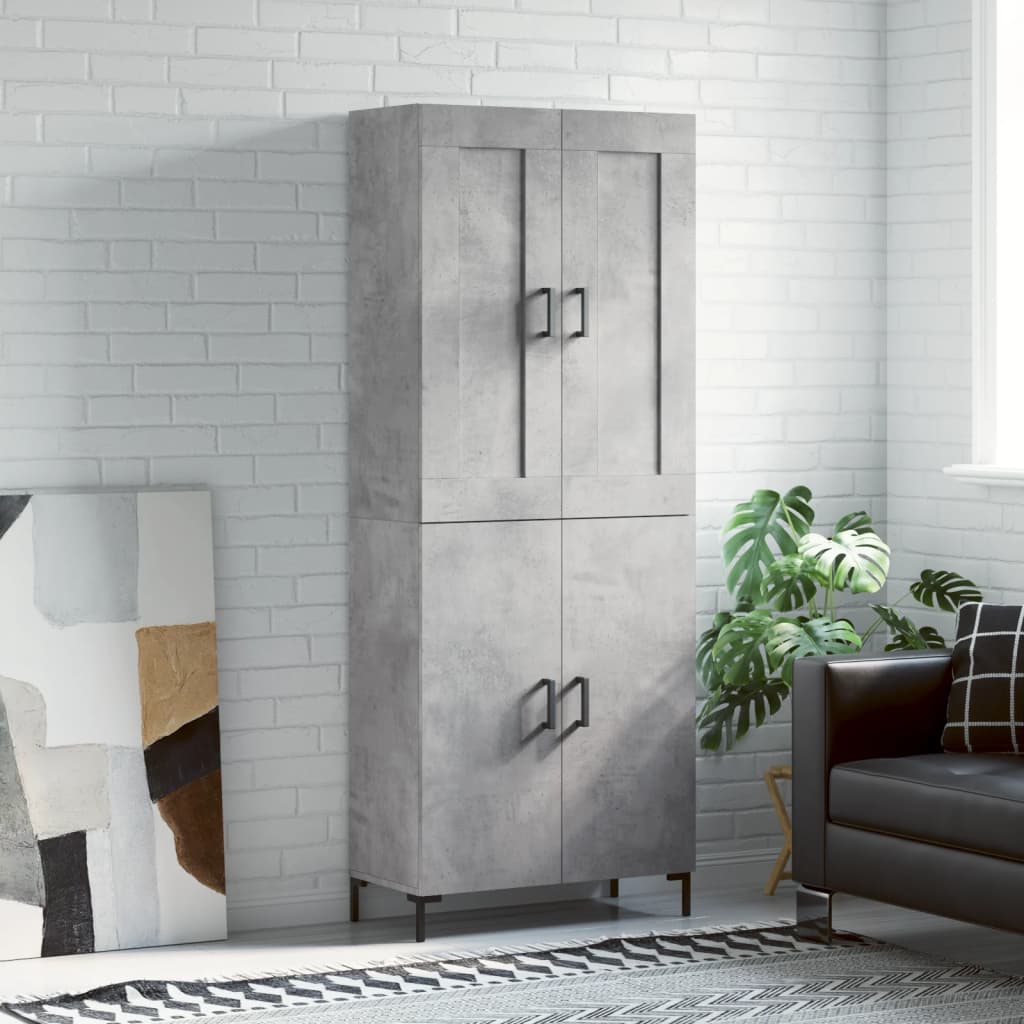 vidaXL Ντουλάπι Γκρι Σκυροδέματος 69,5x34x180 εκ. Επεξεργασμένο Ξύλο