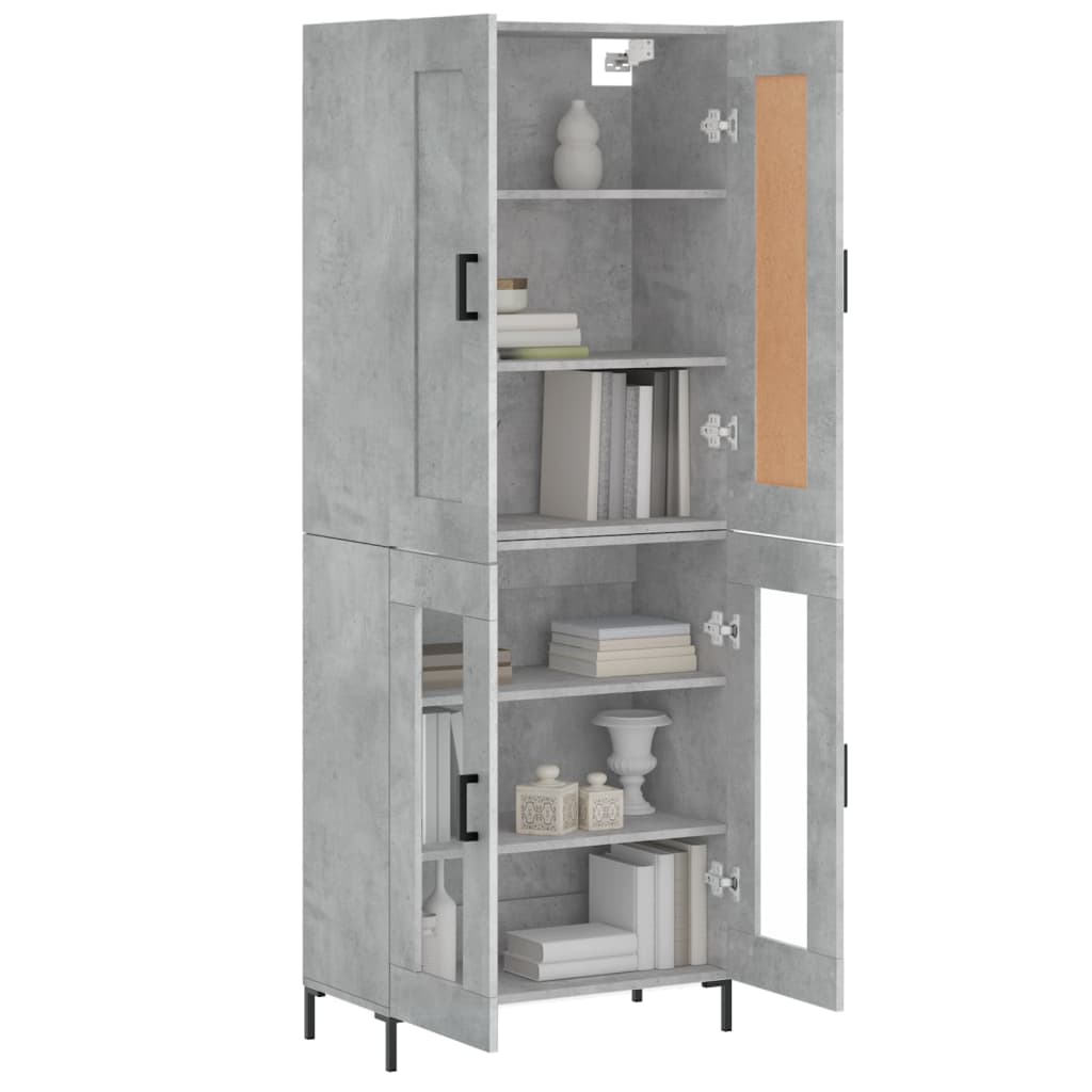 vidaXL Ντουλάπι Γκρι Σκυροδέματος 69,5x34x180 εκ. Επεξεργασμένο Ξύλο