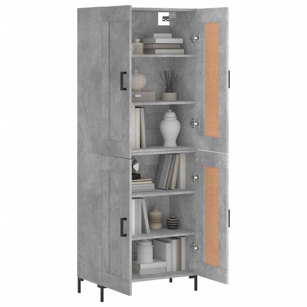 vidaXL Ντουλάπι Γκρι Σκυροδέματος 69,5x34x180 εκ. Επεξεργασμένο Ξύλο