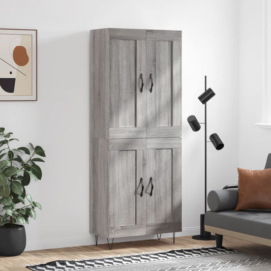 vidaXL Ντουλάπι Γκρι Sonoma 69,5 x 34 x 180 εκ. Επεξεργασμένο Ξύλο