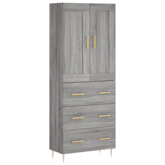 vidaXL Ντουλάπι Γκρι Sonoma 69,5 x 34 x 180 εκ. Επεξεργασμένο Ξύλο