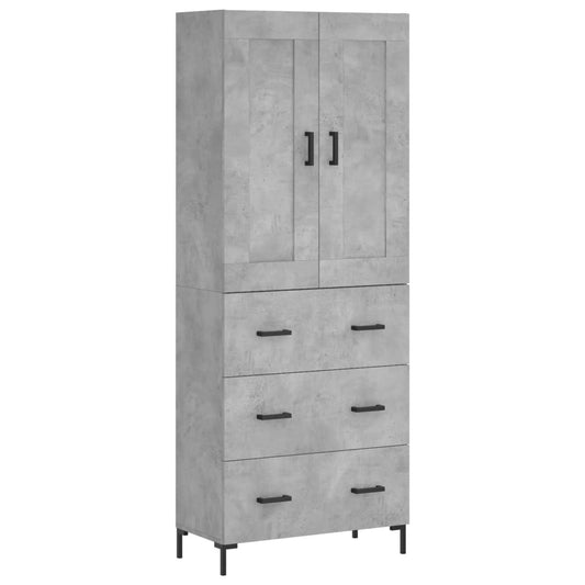 vidaXL Ντουλάπι Γκρι Σκυροδέματος 69,5x34x180 εκ. Επεξεργασμένο Ξύλο