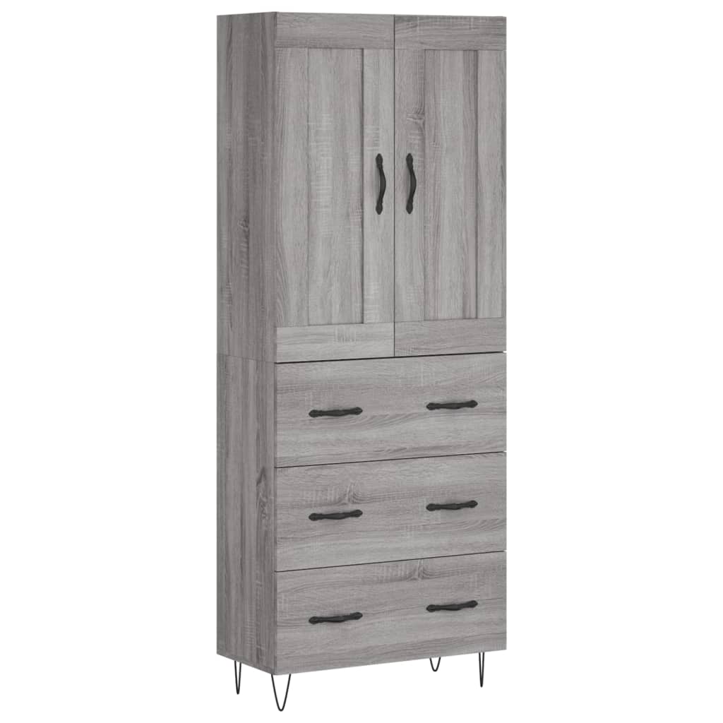vidaXL Ντουλάπι Γκρι Sonoma 69,5 x 34 x 180 εκ. Επεξεργασμένο Ξύλο