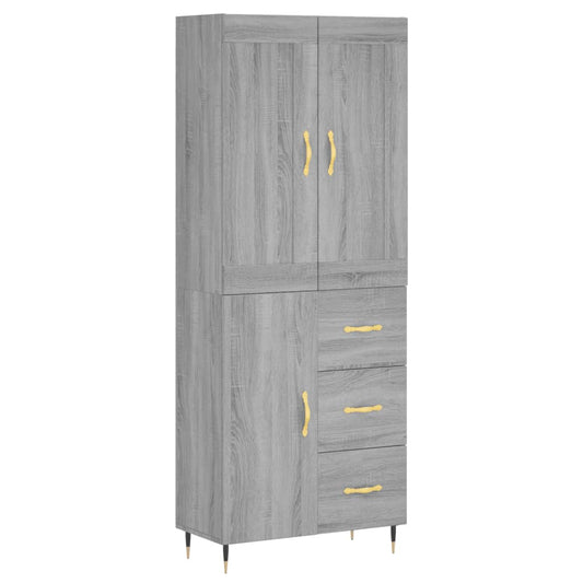 vidaXL Ντουλάπι Γκρι Sonoma 69,5 x 34 x 180 εκ. Επεξεργασμένο Ξύλο