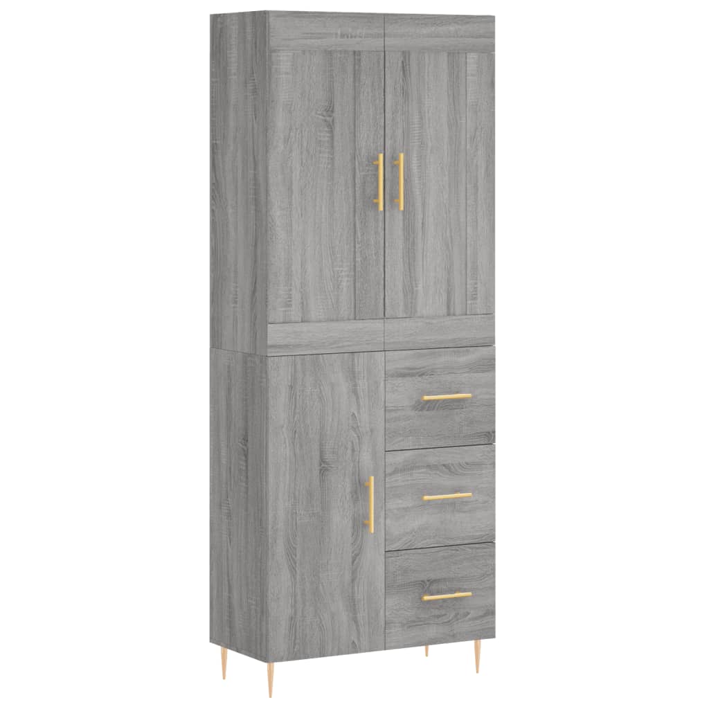 vidaXL Ντουλάπι Γκρι Sonoma 69,5 x 34 x 180 εκ. Επεξεργασμένο Ξύλο